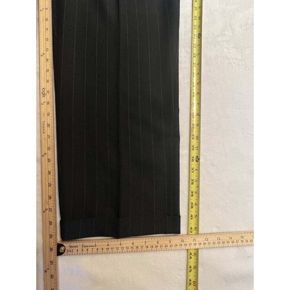 Vintage Franco Lanzetti Mens 46R 38x29 Black Gray Banker's Stripe 4 Btn Suit - Picture 14 of 16